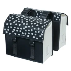 DOUBLE BAG FOR BICYCLE - BASIL URBAN LOAD - WATERPROOF BLACK/WHITE - REFLECTIVE  48-53 Lt (41x18x46cm)