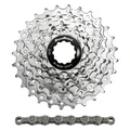 CASSETTE ET CHAINE (PACK) 9V. SUNRACE R91 11-28 ROUTE POUR SHIMANO NICKEL (LIVRE EN BOITE)    (11,12,13,14,16,18,21,24,28)