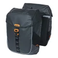 SACOCHE ARRIERE VELO DOUBLE BASIL MILES WATERPROOF 34L NOIR/ORANGE POUR SYSTEME MIK 2.0 SUR PORTE BAGAGE (COMPATIBLE AVEC 211726 INCLUS) (37x13x25cm)