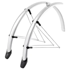 GARDE BOUE CITY/VTC TRINGLES 28'' EUROFENDER RAPIDO 46mm ARGENT (PAIRE) AVEC FIXATION RAPIDO