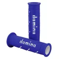 REVETEMENT POIGNEE DOMINO MOTO ON ROAD A250 BLEU/BLANC OPEN END 120-125mm (PAIRE)