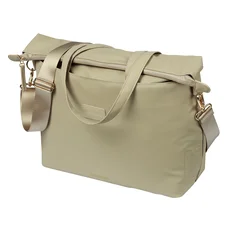 SACOCHE ARRIERE VELO LATERALE BASIL MANHATTAN POUR ORDINATEUR PORTABLE WATERPROOF BEIGE FIXATION HOOK ON SUR PORTE BAGAGE (12x38x30cm) AVEC POIGNEE ET BANDOUILLERE FERMETURE ENROULEMENT