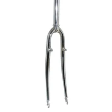 FORK- FOR TREKKING BIKE 700X35 STEEL CHROME - RIGID CURVED -WITH BRAKE BOSS PLUGS-  THREADLESS STEERER Ø 1''1/8-28,6 OUTER 300mm