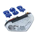 FEU ARRIERE 50 A BOITE/MOTO TRIANGLE BLANC A LEDS AVEC ECLAIRAGE DE PLAQUE (6 LEDS ROUGES + 3 BLANCHES) (LONGUEUR CABLE 28,5 cm) (HOMOLOGUE CE)  -REPLAY-