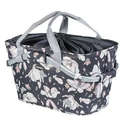 PANIER ARRIERE TOILE BASIL 2DAY 22L MAGNOLIA PASTEL POWDERS AVEC ANSE FIXATION CLIP AUTOMATIQUE SUR PORTE BAGAGE SPECIFIQUE MIK - Commander 157030 - (SI PAS FOURNI SUR LE VELO, Ajouter 155681)