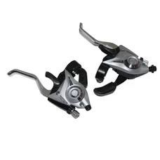 LEVIER/MANETTE VTT SHIMANO STEF51 3x8V. ARGENT POUR FREIN V-BRAKE (PAIRE)