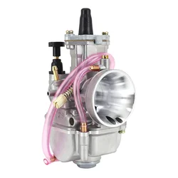 CARBURATEUR TYPE PWK 28 SILVER A BOISSEAU PLAT AVEC POWER JET + STARTER TIRETTE -P2R