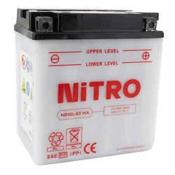 BATTERIE 12V 11 Ah NB10L-B2 NITRO CONVENTIONNELLE AVEC ENTRETIEN (Lg135xL90xH145mm) (EQUIVALENT YB10L-B2)