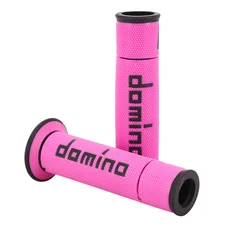REVETEMENT POIGNEE DOMINO MOTO ON ROAD A450 FUCHSIA/NOIR OPEN END 120-125mm (PAIRE)