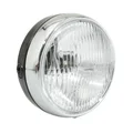 PHARE/PROJECTEUR CYCLO AVANT NOIR AVEC INTERRUPTEUR DIAM 140mm ENTOURAGE CHROME (BA20D UNIVERSEL)  -SELECTION P2R-
