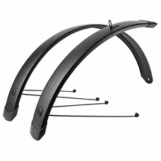 GARDE BOUE CITY/VTC TRINGLES 28'' EUROFENDER TEMPO SQUARE 72mm NOIR MAT (PAIRE) AVEC FIXATION DOUBLES TRINGLES AMOVIBLES NOIRES