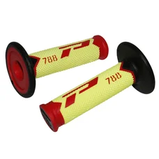 REVETEMENT POIGNEE PROGRIP MOTO OFF ROAD 788 TRIPLE DENSITE SPECIAL EDITION FLUO DESIGN ROUGE/JAUNE FLUO/NOIR CLOSED END 115mm (CROSS/MX) (PAIRE)