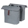 SACOCHE ARRIERE VELO DOUBLE BASIL CITY GRIS CLAIR 28/32L FIXATION VELCROS SUR PORTE BAGAGE (30x18x49cm) FERMETURE PLIANT ANTI-PLUIE