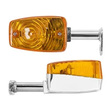 CLIGNOTANT CYCLO ADAPTABLE MBK 51/MOTOBECANE/MOTOCONFORT TYPE LUXOR 2008 CHROME CABOCHON ORANGE (AVEC SUPPORT) (PAIRE)  -SELECTION P2R-