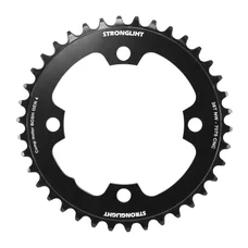 CHAINRING FOR EBIKE- SINGLE- 38 Teeth Ø104 BLACK ALUMINIUM- 7075 STRONGLIGHT 4 ARMS (FOR BOSCH 4th GENERATION) WITH SPIDER REF 181118 TECHNOLOGY NARROW WIDE