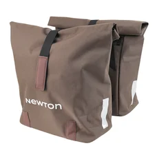 SACOCHE ARRIERE VELO DOUBLE NEWTON MARRON 22L FIXATION SANGLES SUR PORTE BAGAGE (35x12x27cm) FERMETURE PLIANT ANTI-PLUIE