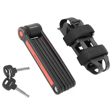 ANTIVOL VELO PLIABLE/PLIANT A CLE NEWTON DIAM 5 mm L 0.85 M NOIR/ROUGE TYPE COUTEAU (INCLUS SUUPPORT FIXATION, 2 CLES)  -NIVEAU SECURITE 6-