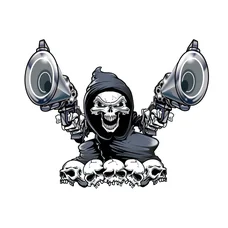 AUTOCOLLANT/STICKER LETHAL THREAT MINI REAPER GUN (60x80mm)