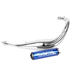 POT 50 A BOITE VOCA CHROMED POUR MINARELLI 50 AM6, BETA 50 RR 1999>2011/RIEJU 50 MRT, SMX, RMX, RR/PEUGEOT 50 XPS, XP6/MBK 50 X-LIMIT/YAMAHA 50 DTR (PASSAGE BAS - SILENCIEUX ALU BLEU)