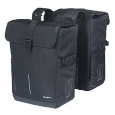 SACOCHE ARRIERE VELO DOUBLE BASIL MOVE 30L NOIR FIXATION CROCHET/RESSORT (30x15x33cm)