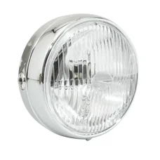 PHARE/PROJECTEUR CYCLO AVANT CHROME AVEC INTERRUPTEUR DIAM 140mm (BA20D UNIVERSEL)  -SELECTION P2R-