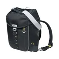 BACKPACK/REAR BAG  FOR BICYCLE  - BASIL MILES DAYPACK -SIDE BAG LEFT/RIGHT- WATERPROOF 14L BLACK/FLUO YELLOW STRIPES (CONVERTIBLE: HAND BAG/BACKPACK) (44x14x30cm)