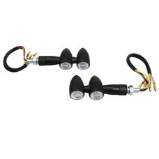CLIGNOTANT A LED MOTO AVOC MINI OWA BASE ABS TRANSPARENT/NOIR MAT UNIVERSEL (1 LED SMD ORANGE CLIGNOTANT + 1 LED SMD ROUGE FEU AR) (L 84mm / H 23mm / L 43mm) (HOMOLOGUE CE) (PAIRE)