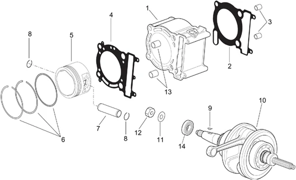 Arbre moteur - Cylindre - Piston