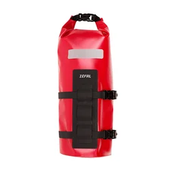 SACOCHE DE FOURCHE VELO ZEFAL Z ADVENTURE DRY BAG ROUGE ETANCHE FIXATION VELCROS (L 150 x L 380 x h 150mm - 4-6LITRES) CHARGE MAXI 2.5kgs