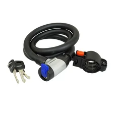 ANTITHEFT FOR BICYCLE - NEWTON KEY COILED CABLE Ø 15mm L. 1,50m - WITH LOCK COVER - WITH BRACKET