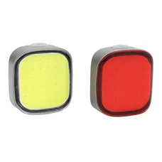 ECLAIRAGE VELO USB KIT NEWTON COB LEDS GRANDE VISIBILITE NOIR - RECHARGEABLE USB (LIVRE AVEC FIXATIONS)