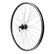 ROUE VTC PATIN BLOCAGE 700 x 35 - 28" M240 AVANT NOIR RENFORCE MOYEU SHIMANO DEORE NOIR SPECIAL LOUEUR (JANTE DOUBLE PAROI AVEC OEILLETS-RAYONNAGE INOX) JANTE 19C 32 RAYONS INOX - RESISTE 140KGS