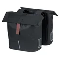 DOUBLE BAG FOR BICYCLE -REAR- BASIL CITY BLACK 28/32Lt - VELCRO TAPES ON REAR CARRIER (30x18x49cm) With folding "no rain" closing.