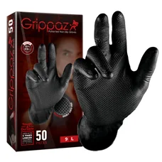 WORK SHOP GLOVES NITRILE "FISH SCALE" - CHEMICALS, OILS, FUELS RESISTANT - BLACK   EURO 10 (XL)  (25 PAIRS IN BOX)
