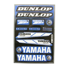 STICKER  YAMAHA-DUNLOP WHITE/BLUE (1 SHEET WITH 12 STICKERS - 330mmx220mm)