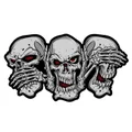 STICKER LETHAL THREAT MINI SEE SPEAK HEAR NO EVIL SKULLS (60x80mm)