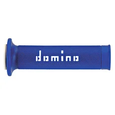 REVETEMENT POIGNEE DOMINO MOTO ON ROAD A010 BLEU/BLANC OPEN END 120-125mm (PAIRE)