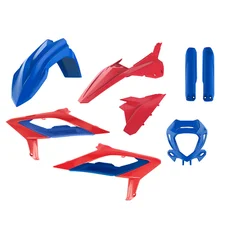 CARROSSERIE/CARENAGE MOTO ENDURO BETA 125, 200, 250, 300, 350, 390, 430, 480 RR 2T, 4T 2023>2024 BLEU/ROUGE (KIT PLASTIQUES 8 PIECES)  -POLISPORT-