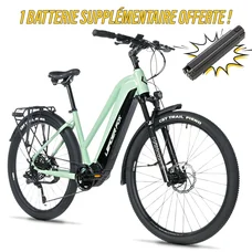 VELO ELECTRIQUE/VAE VTC 28 LEADER FOX BARNET 2025 FEMME VERT D'EAU 9V MOTEUR CENTRAL BAFANG M510 36V 95Nm BATTERIE 20Ah (18'' - H46cm - TAILLE M - POUR ADULTE DE 168cm à 178cm)