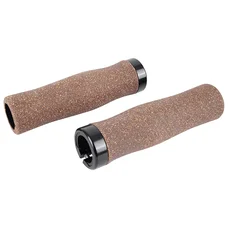 POIGNEE VTC / CITY NEWTON EFFET LIEGE MARRON LOCK ON NOIR L131mm AVEC BOUCHON NOIR (PAIRE)