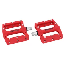 FLAT PEDAL FOR MTB/DOWNHILL/ BMX SWITCH RESIN RED - Ø 9/16 WITH SILVER GRIP PINS (PAIR)