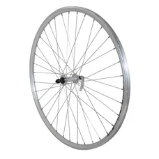 WHEEL FOR TREKKING BIKE- 700X35 FRONT ER10 - FULL ALUMINIUM DOUBLE-WALLED - SILVER -QUICK RELEASE