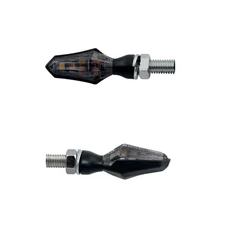 CLIGNOTANT MOTO TAAC FR18 9 LEDS FUME/NOIR (M8 / LONG 48mm / H 19mm) (PAIRE) QUALITE PREMIUM  -HOMOLOGUE ECE-