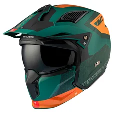 CASQUE TRIAL MT STREETFIGHTER SV S TOTEM C6 VERT/ORANGE MAT  M  SIMPLE ECRAN TRANSPARENT TRANSFORMABLE AVEC MENTONNIERE AMOVIBLE (LIVRE AVEC UN ECRAN SUPPLEMENTAIRE DARK) (ECE 22.06)