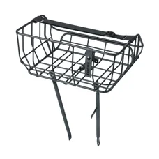 PORTE BAGAGE VELO AVANT PLATEFORME PORTLAND A TRINGLES BASIL AVEC PANIER 25L ALU NOIR MAT REGLABLE 28''/26" (POIDS MAXI 10KGS) (43x36x23cm)