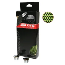 RUBAN DE GUIDON / CINTRE NEWTON SILICONE JAUNE FLUO/NOIR AVEC BOUCHONS -GUIDOLINE