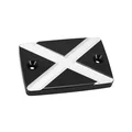 FRONT BRAKE FLUID RESERVOIR CAP - FOR YAMAHA 700 MT-07 ALU CNC ANODIZED BLACK/WHITE CROSS PATTERN  -AVOC-