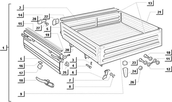 Pieces composant le chassis (plateau)