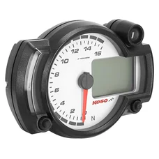 RPM GAUGE - KOSO RX2NR - BLACK - 0 > 16 000 RPM  + THERMOMETER (Long 100,7mm Hg 135,7 mm Wd x 52 mm