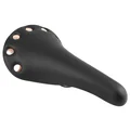 SADDLE- DDK FOR ROAD BIKE VINTAGE - BLACK WITH RIVETS  - STEEL RAIL- 263x148mm
